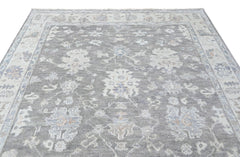 Multi Size Gray Slate Ivory Color Hand Knotted Oushak Wool Transitional Oriental Rug