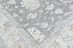 Multi Size Gray Slate Ivory Color Hand Knotted Oushak Wool Transitional Oriental Rug