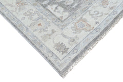 Multi Size Gray Slate Ivory Color Hand Knotted Oushak Wool Transitional Oriental Rug