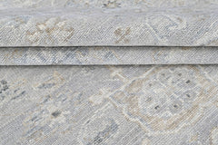 Multi Size Gray Ivory Multi Color Hand Knotted Oushak Wool Transitional Oriental Rug