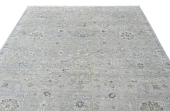 Multi Size Gray Ivory Multi Color Hand Knotted Oushak Wool Transitional Oriental Rug