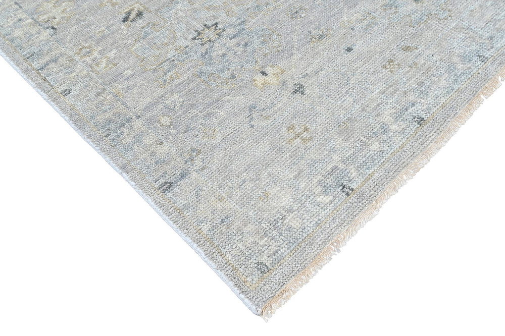 Multi Size Gray Ivory Multi Color Hand Knotted Oushak Wool Transitional Oriental Rug