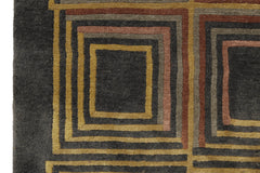 Knotted Rug Dark Olive Mustard Hand Knotted 17'7''x25'6'' Palace Size Aga John Modern Contemporary Tibetan 100% Wool Oriental Area Rug