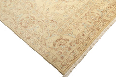 9x12 Beige, Aqua, Brown Color Hand Knotted Wool Traditional Oriental Rug