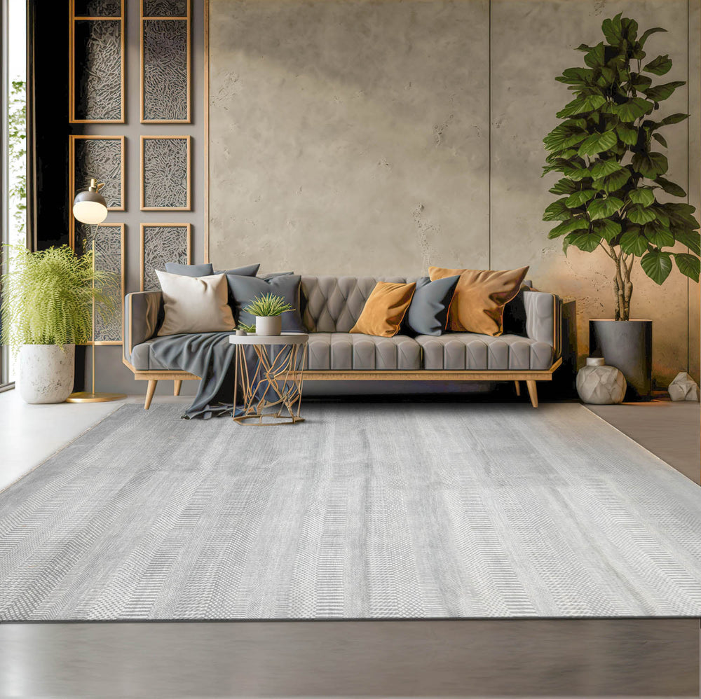 8x10 Gray, White, Color Hand Knotted 100% Wool Modern Oriental Rug