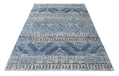 Multi Size Blue Gray Navy Color Hand Knotted Oushak Wool Oriental Rug