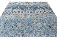 Multi Size Blue Gray Navy Color Hand Knotted Oushak Wool Oriental Rug