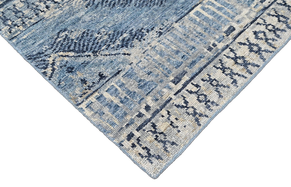 Multi Size Blue Gray Navy Color Hand Knotted Oushak Wool Oriental Rug