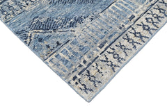 Multi Size Blue Gray Navy Color Hand Knotted Oushak Wool Oriental Rug
