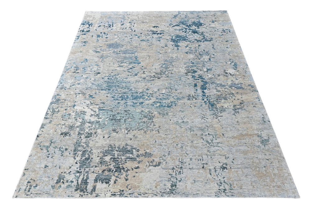 Multi Size Gray Blue Slate Color Hand Knotted Tibetan Wool Oriental Rug