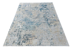 Multi Size Gray Blue Slate Color Hand Knotted Tibetan Wool Oriental Rug