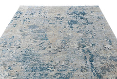 Multi Size Gray Blue Slate Color Hand Knotted Tibetan Wool Oriental Rug