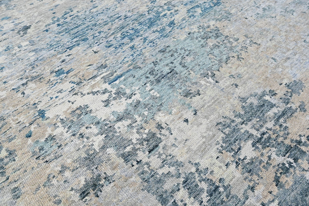 Multi Size Gray Blue Slate Color Hand Knotted Tibetan Wool Oriental Rug