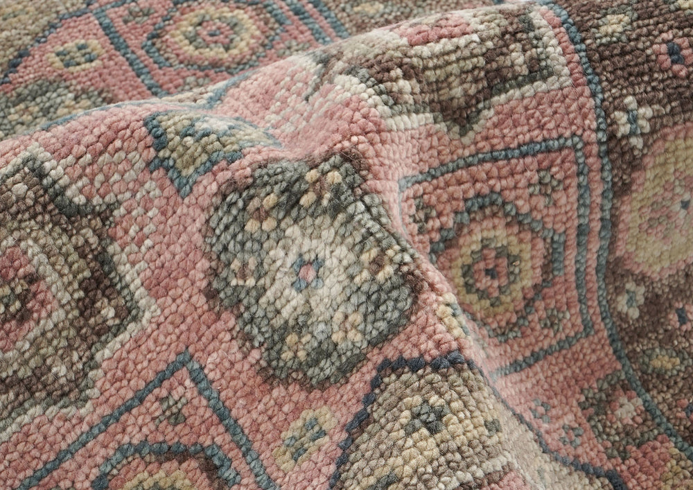 2'6x10 Blush, Gray, Ivory Color Hand Knotted Oushak Wool Transitional Oriental Rug