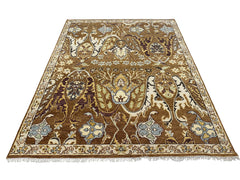 9x12 Mocha, Ivory, Chocolate Color Hand Knotted Oushak Wool Oriental Rug