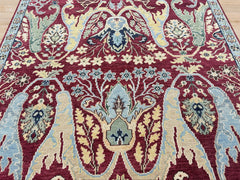 9x12 Wine, Mint, Blue Color Hand Knotted Oushak Wool Oriental Rug