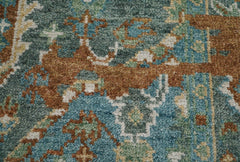 8x10 Beige, Rust, Aqua Color Hand Knotted  100% Wool Transitional Oriental Rug