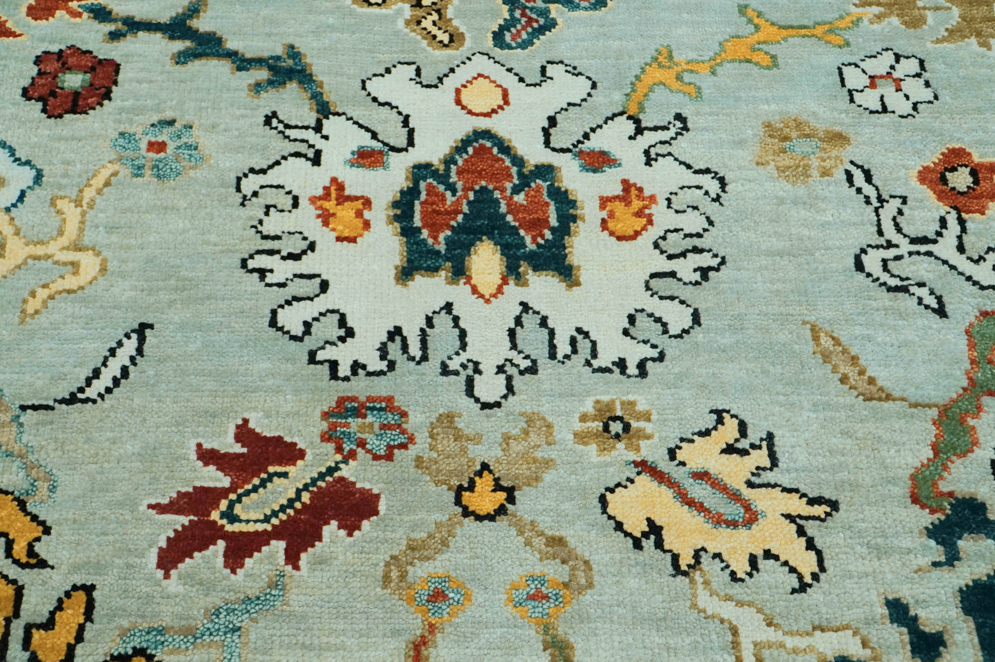 8x10 Mint, Ivory, Gold Color Hand Knotted Oushak Wool  Oriental Rug