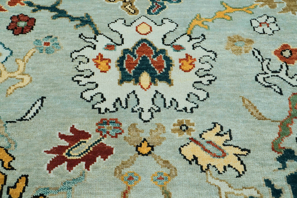 8x10 Mint, Ivory, Gold Color Hand Knotted Oushak Wool  Oriental Rug