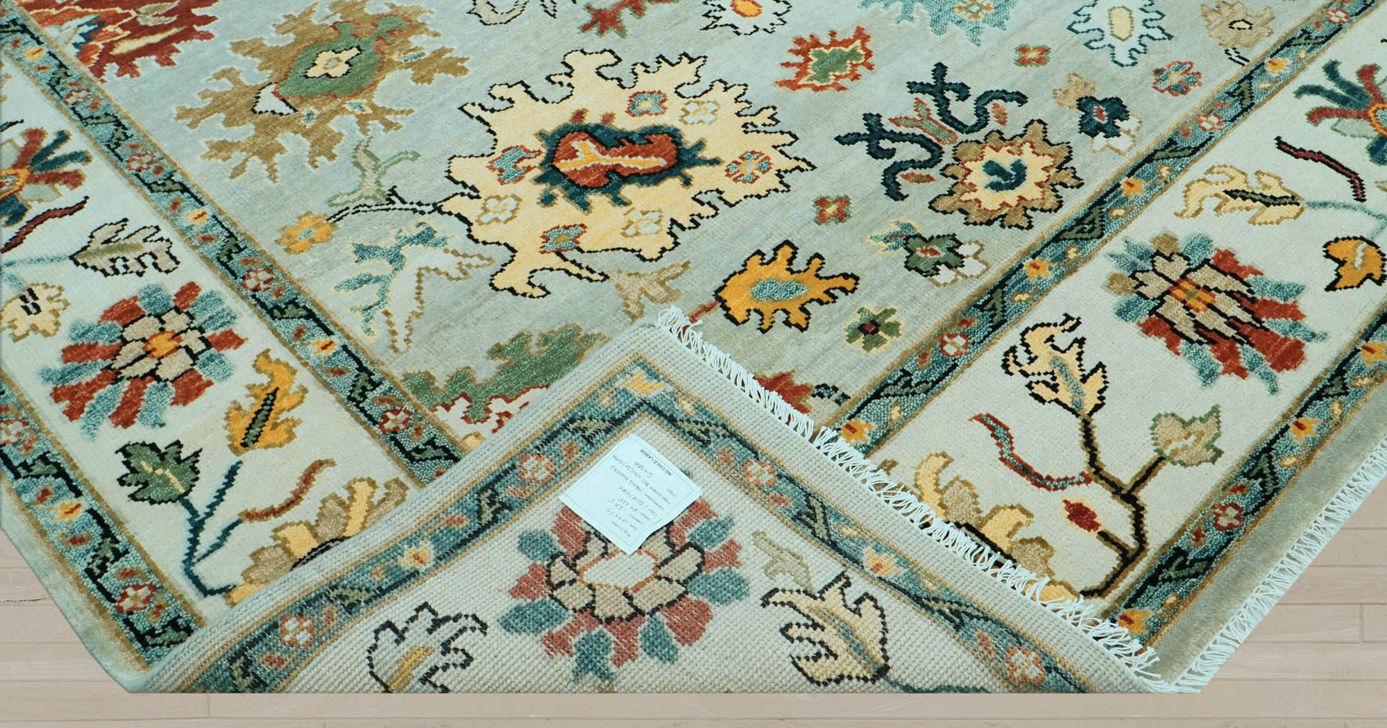 8x10 Mint, Ivory, Gold Color Hand Knotted Oushak Wool  Oriental Rug