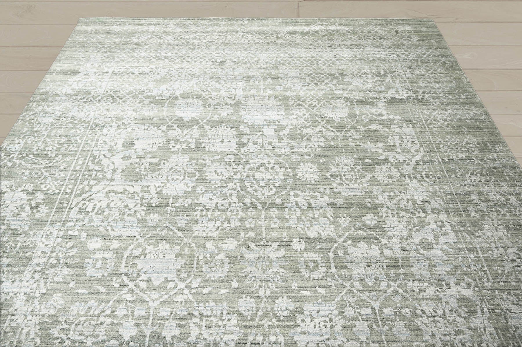 8x11 Gray, Beige, Moss Color Hand Knotted  100% Wool Modern & Contemporary Oriental Rug