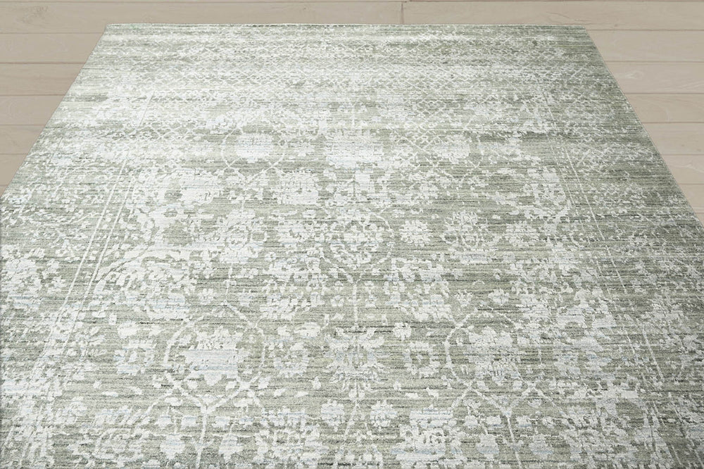8x11 Gray, Beige, Moss Color Hand Knotted  100% Wool Modern & Contemporary Oriental Rug