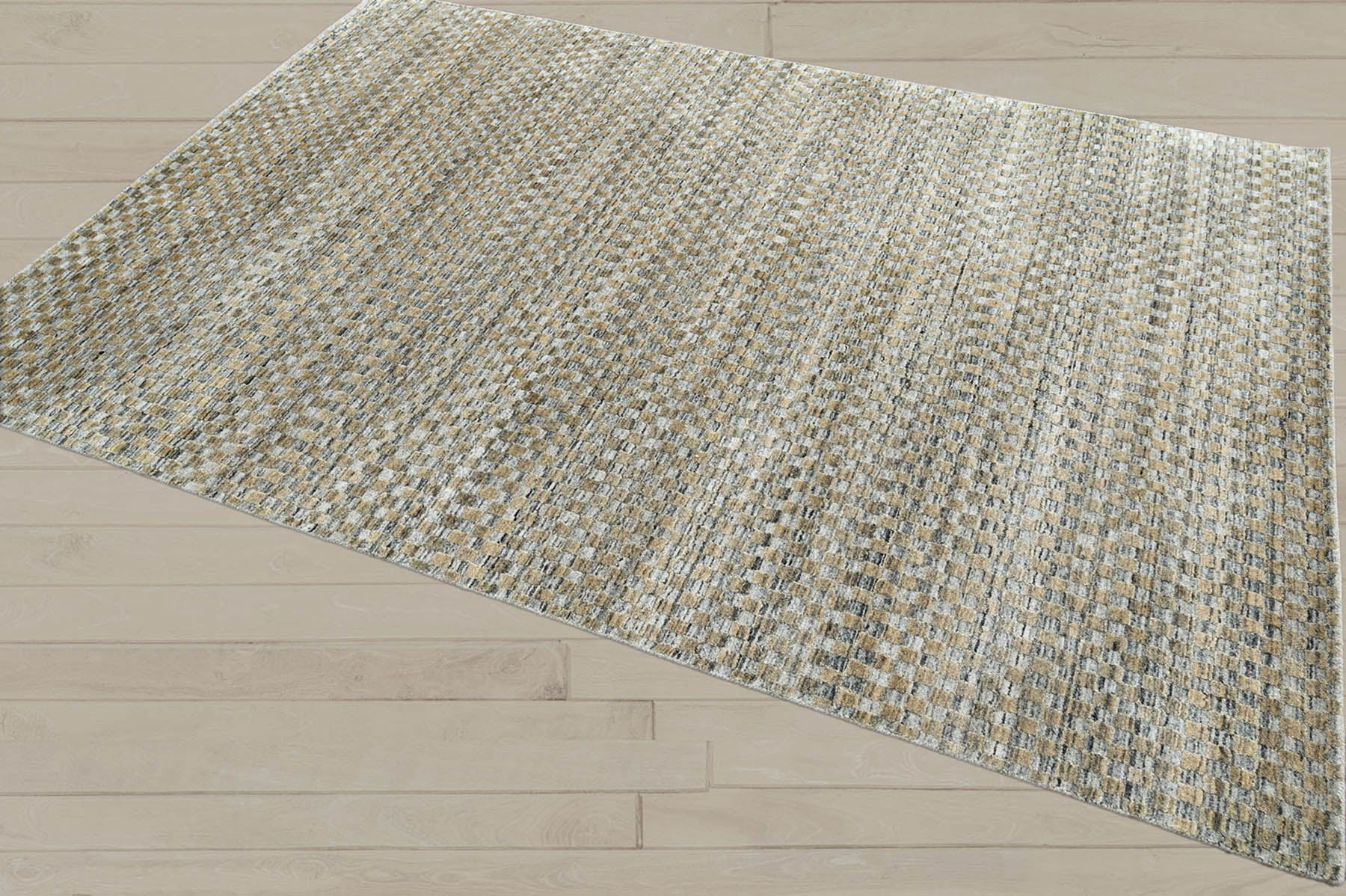5x8 Gray, Light Gold, Color Hand Knotted  100% Wool Modern & Contemporary Oriental Rug