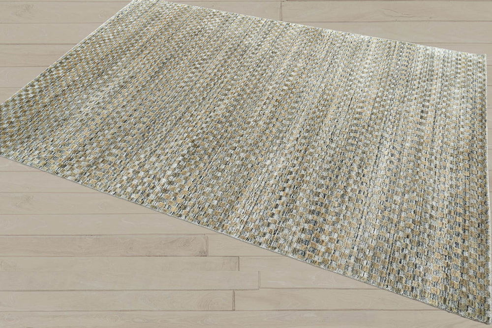 5x8 Gray, Light Gold, Color Hand Knotted  100% Wool Modern & Contemporary Oriental Rug