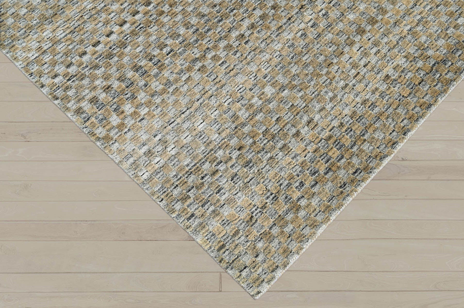 5x8 Gray, Light Gold, Color Hand Knotted  100% Wool Modern & Contemporary Oriental Rug