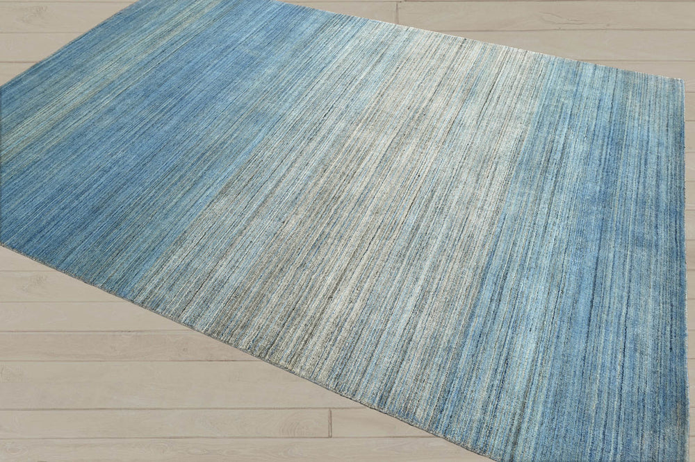Multi Size Gray Blue Ombre Color Hand Knotted  Wool Modern & Contemporary Oriental Rug