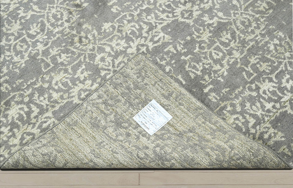 5x7 Gray, Moss, Color Hand Knotted  100% Wool Transitional Oriental Rug