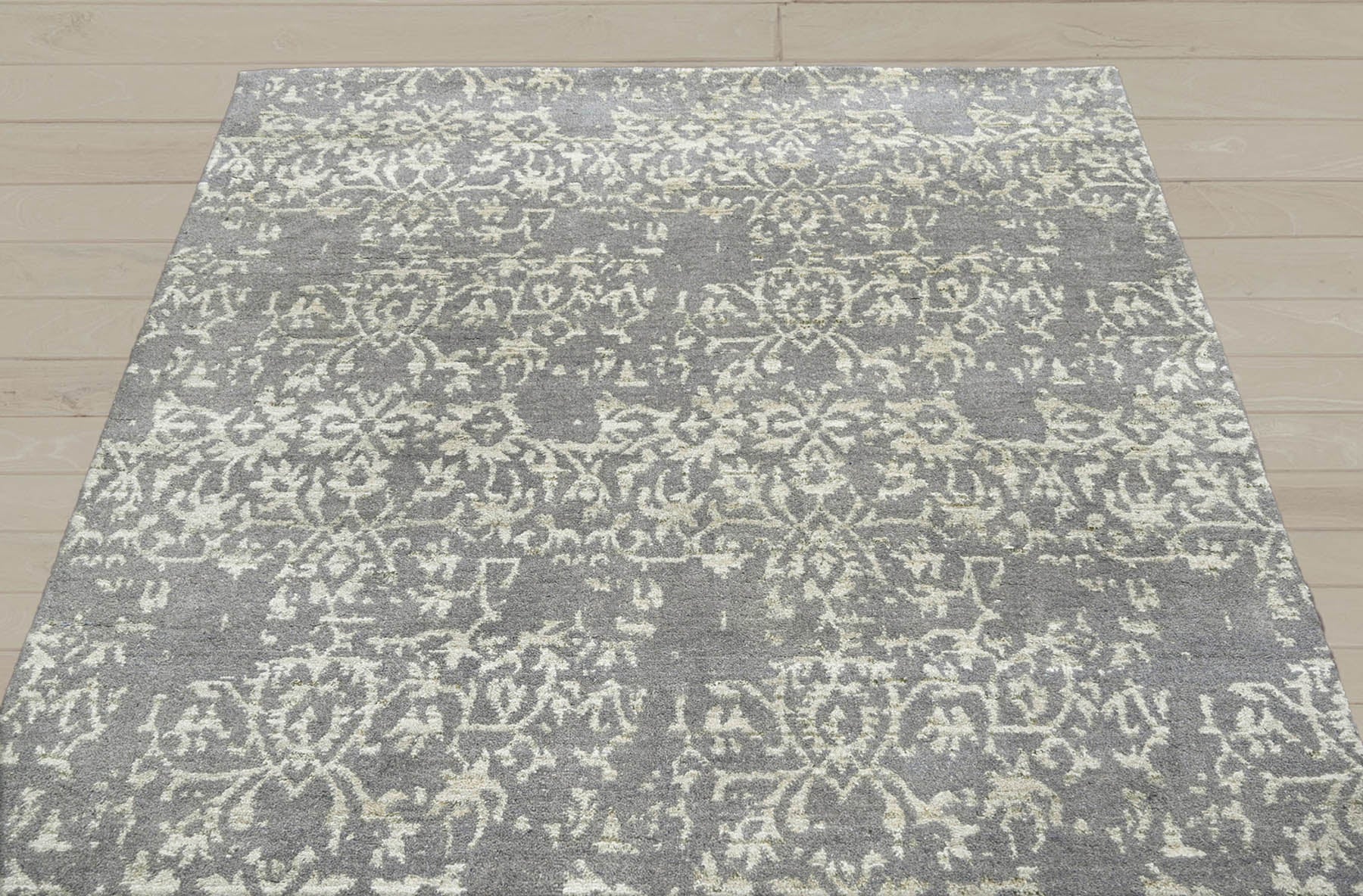 5x7 Gray, Moss, Color Hand Knotted  100% Wool Transitional Oriental Rug