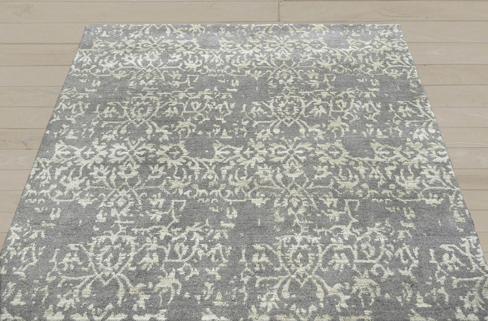 5x7 Gray, Moss, Color Hand Knotted  100% Wool Transitional Oriental Rug