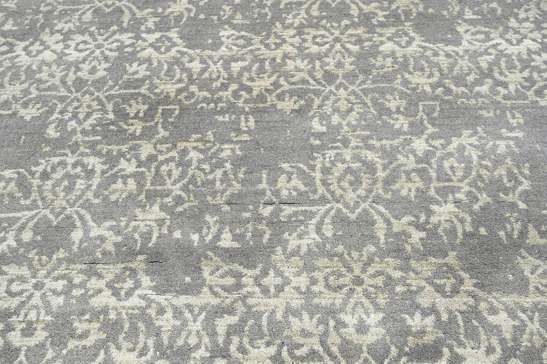 5x7 Gray, Moss, Color Hand Knotted  100% Wool Transitional Oriental Rug