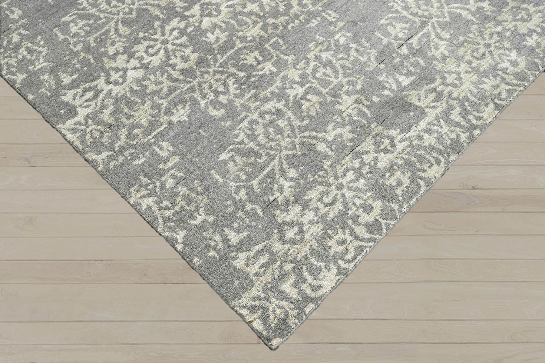 5x7 Gray, Moss, Color Hand Knotted  100% Wool Transitional Oriental Rug