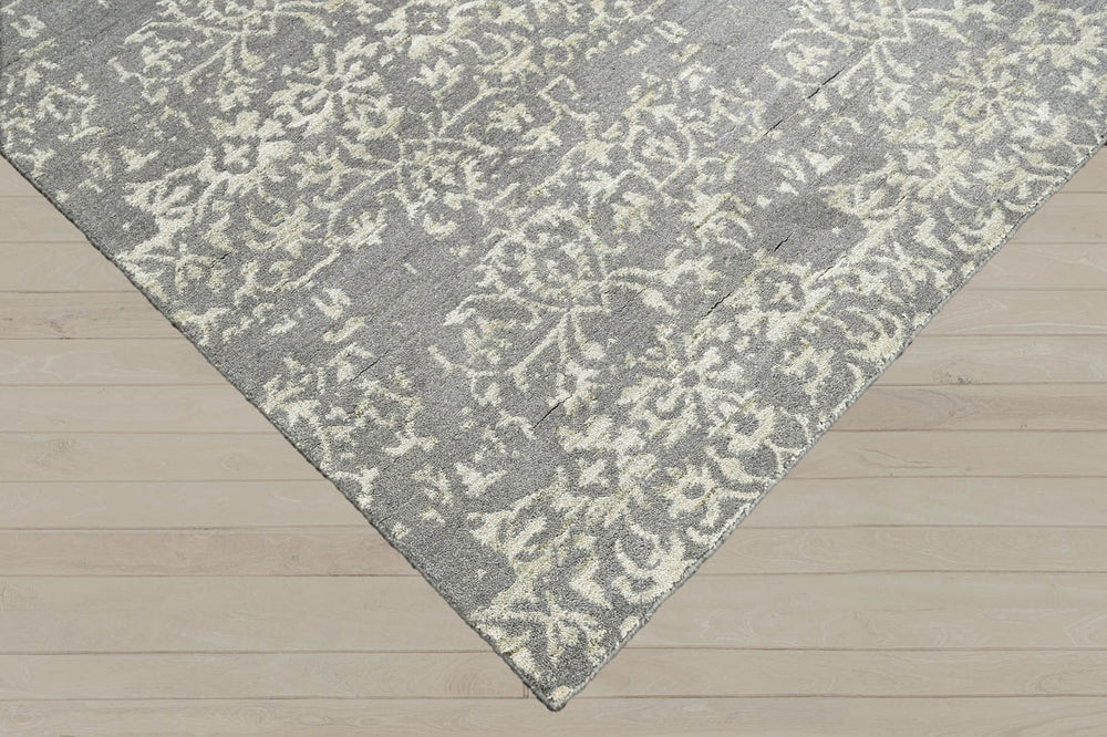 5x7 Gray, Moss, Color Hand Knotted  100% Wool Transitional Oriental Rug