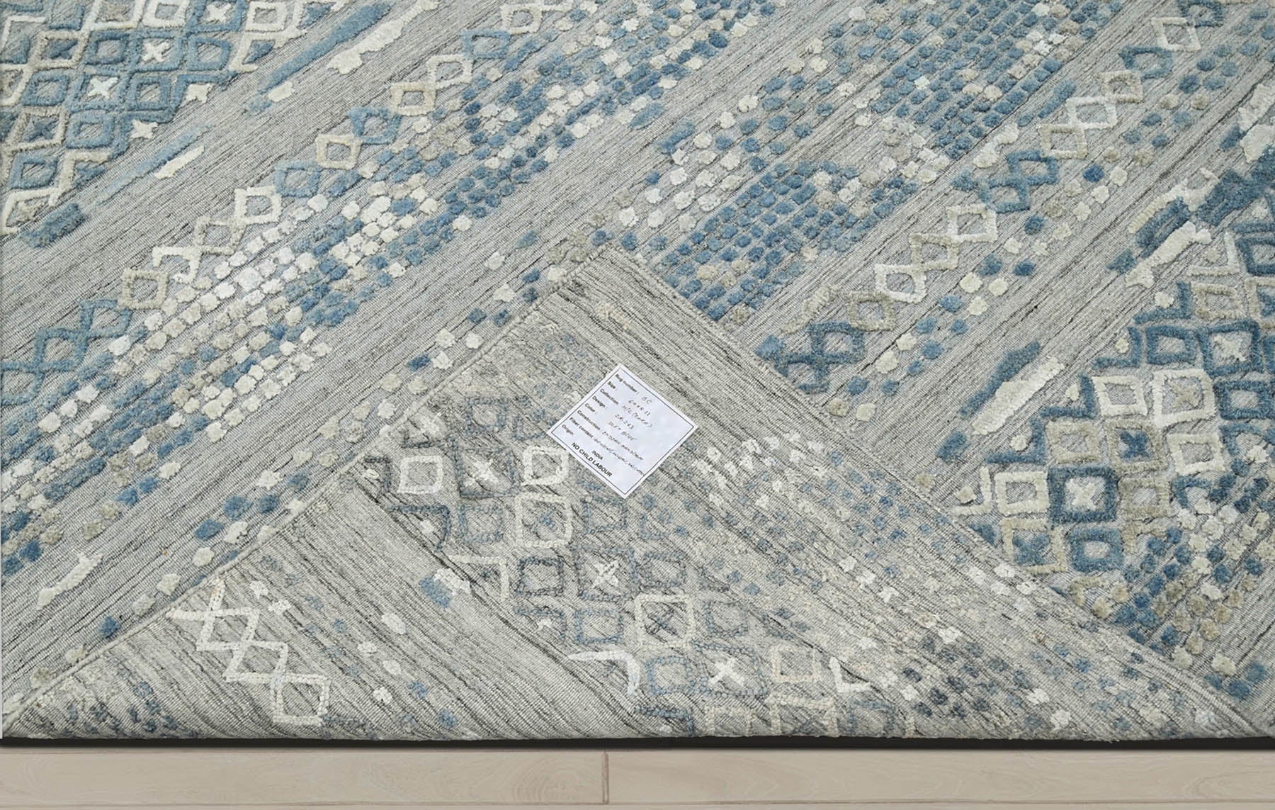 6x9 Gray, Blue, Color Hand Knotted  100% Wool Modern & Contemporary Oriental Rug