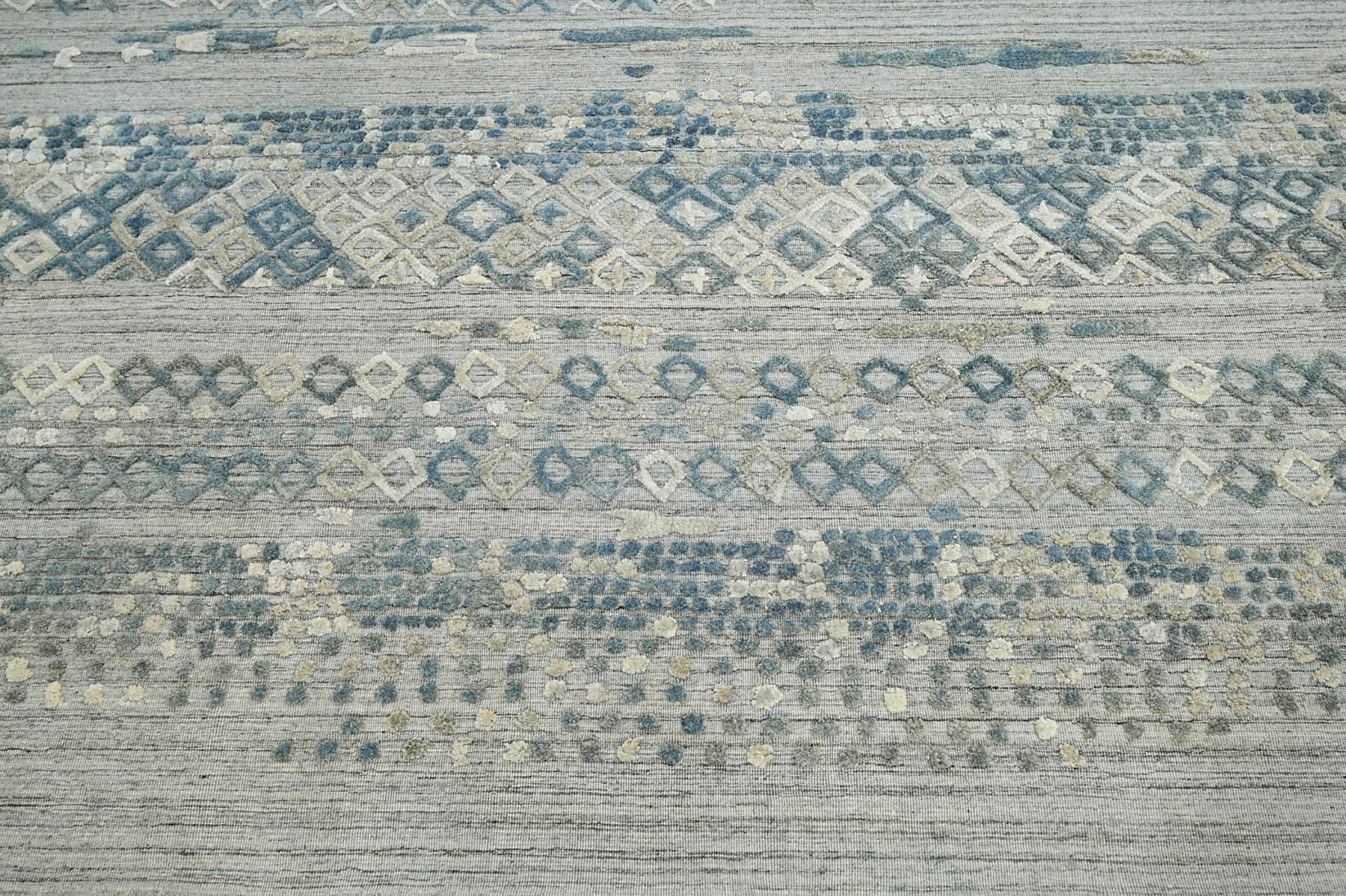 6x9 Gray, Blue, Color Hand Knotted  100% Wool Modern & Contemporary Oriental Rug