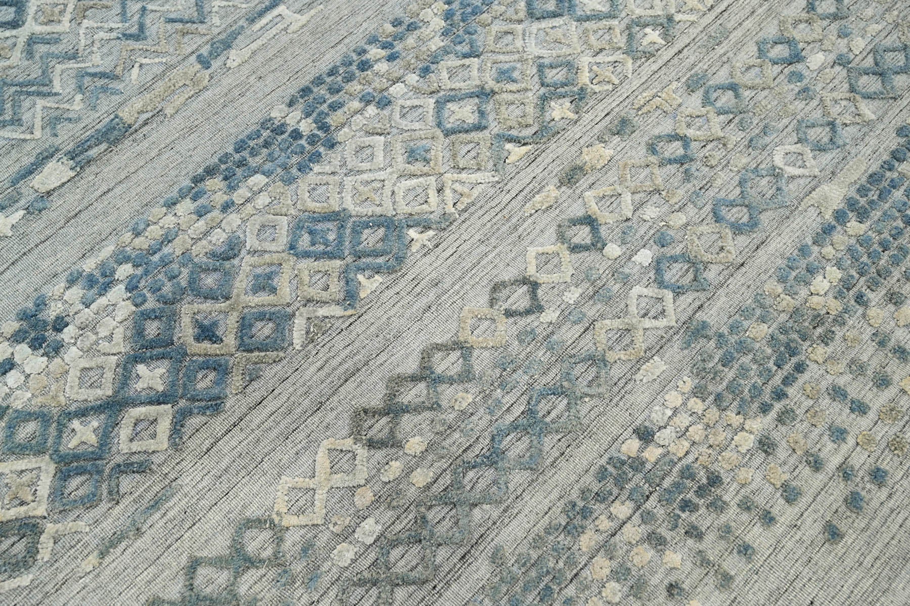 6x9 Gray, Blue, Color Hand Knotted  100% Wool Modern & Contemporary Oriental Rug