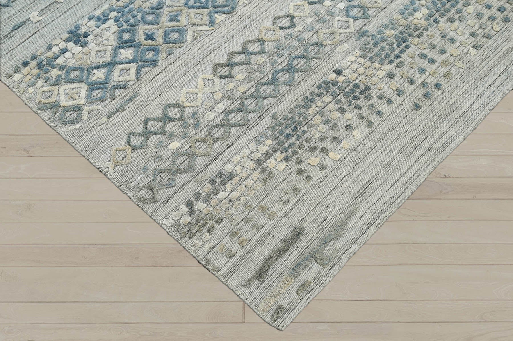 6x9 Gray, Blue, Color Hand Knotted  100% Wool Modern & Contemporary Oriental Rug