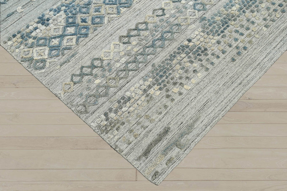 6x9 Gray, Blue, Color Hand Knotted  100% Wool Modern & Contemporary Oriental Rug