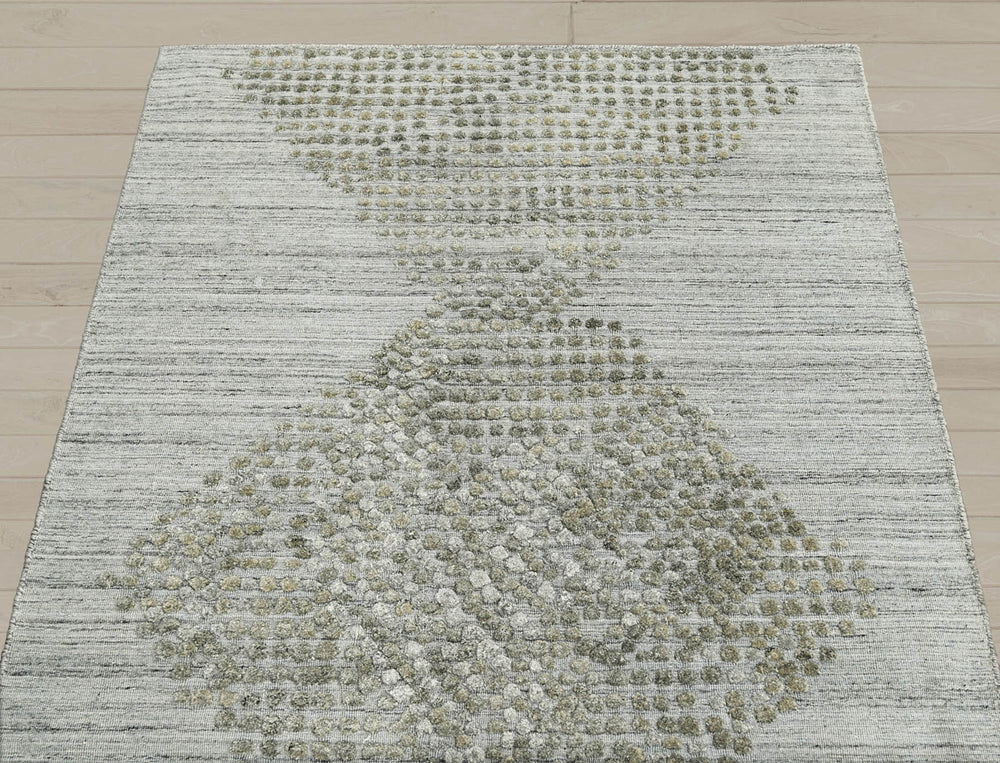 4x6 Gray, Moss, Color Hand Knotted  100% Wool Modern & Contemporary Oriental Rug