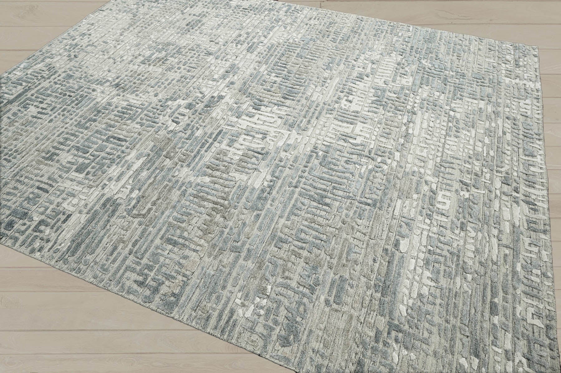 Multi Size Tone On Tone Gray Color Hand Knotted Tibetan Wool Modern & Contemporary Oriental Rug