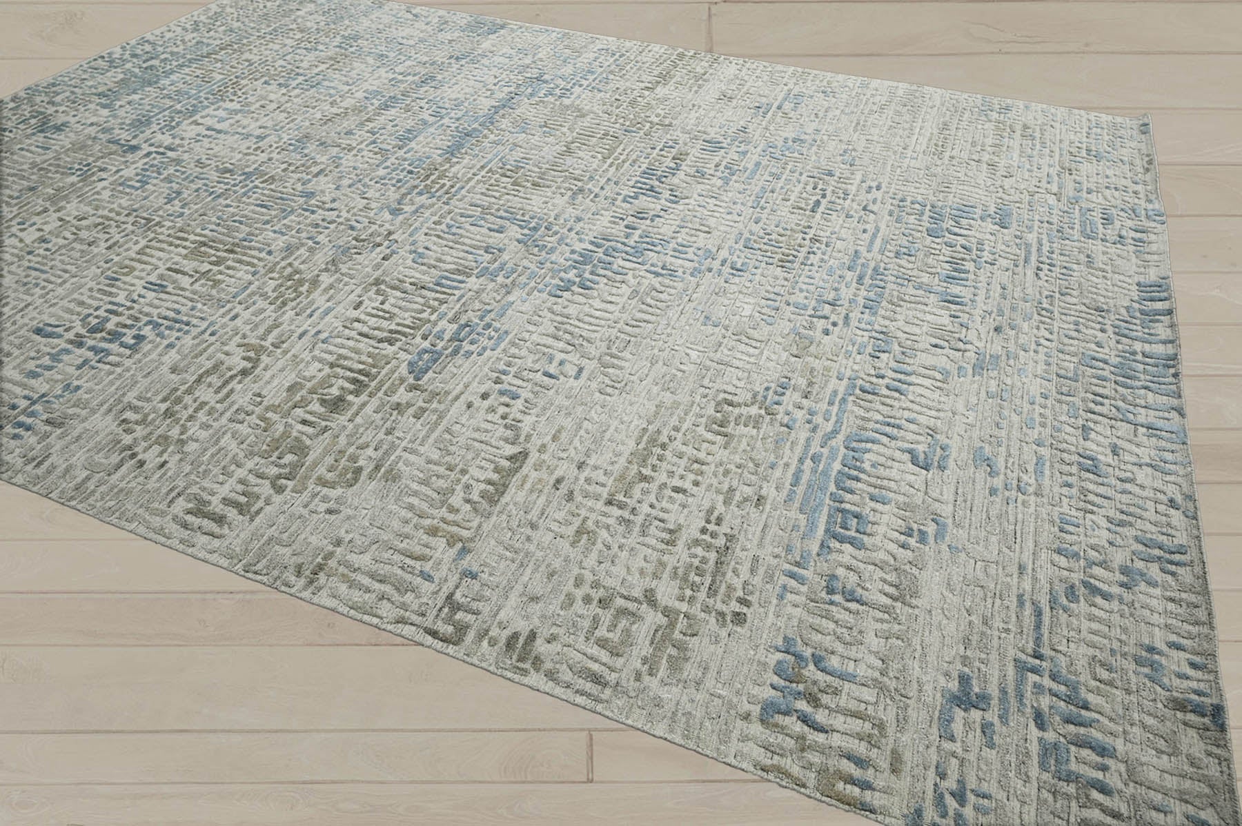 Multi Size Gray Beige Blue Color Hand Knotted Tibetan Wool Modern & Contemporary Oriental Rug