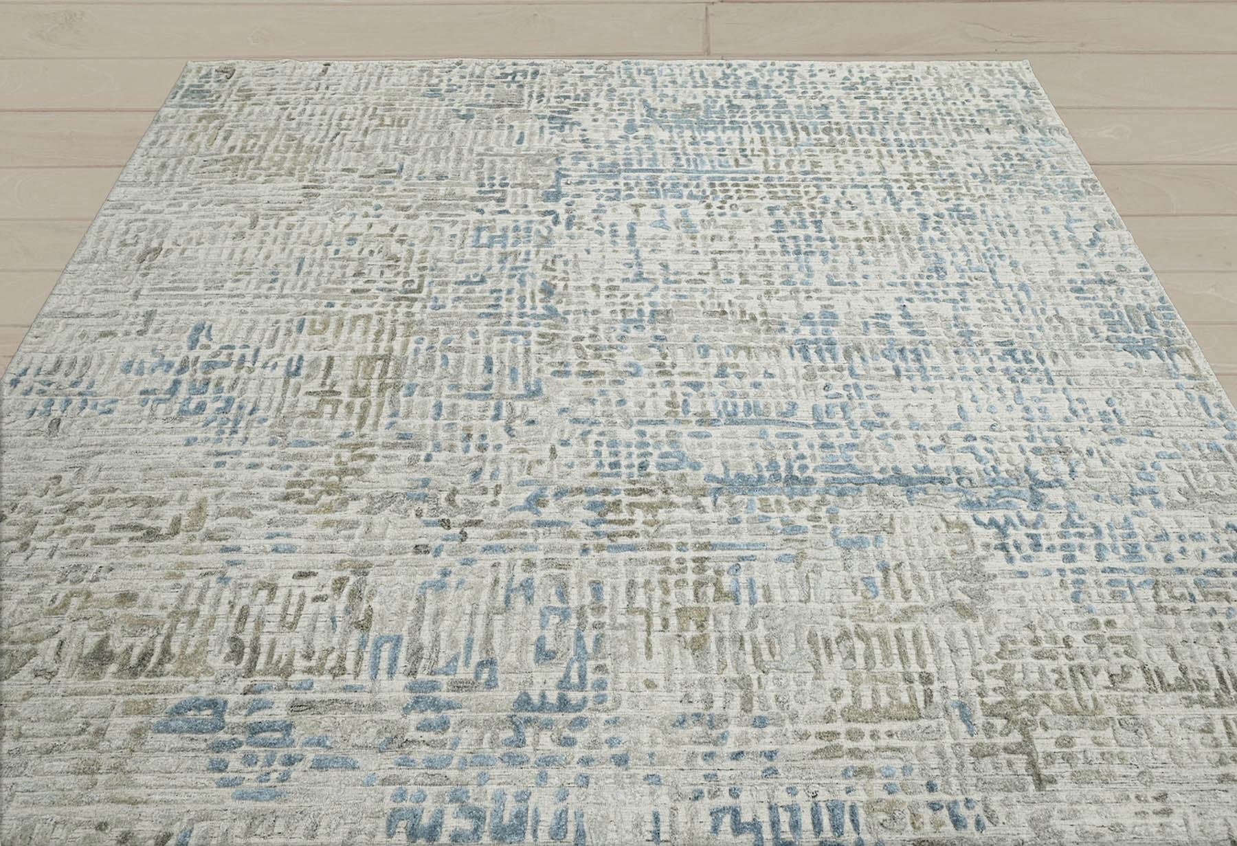 Multi Size Gray Beige Blue Color Hand Knotted Tibetan Wool Modern & Contemporary Oriental Rug