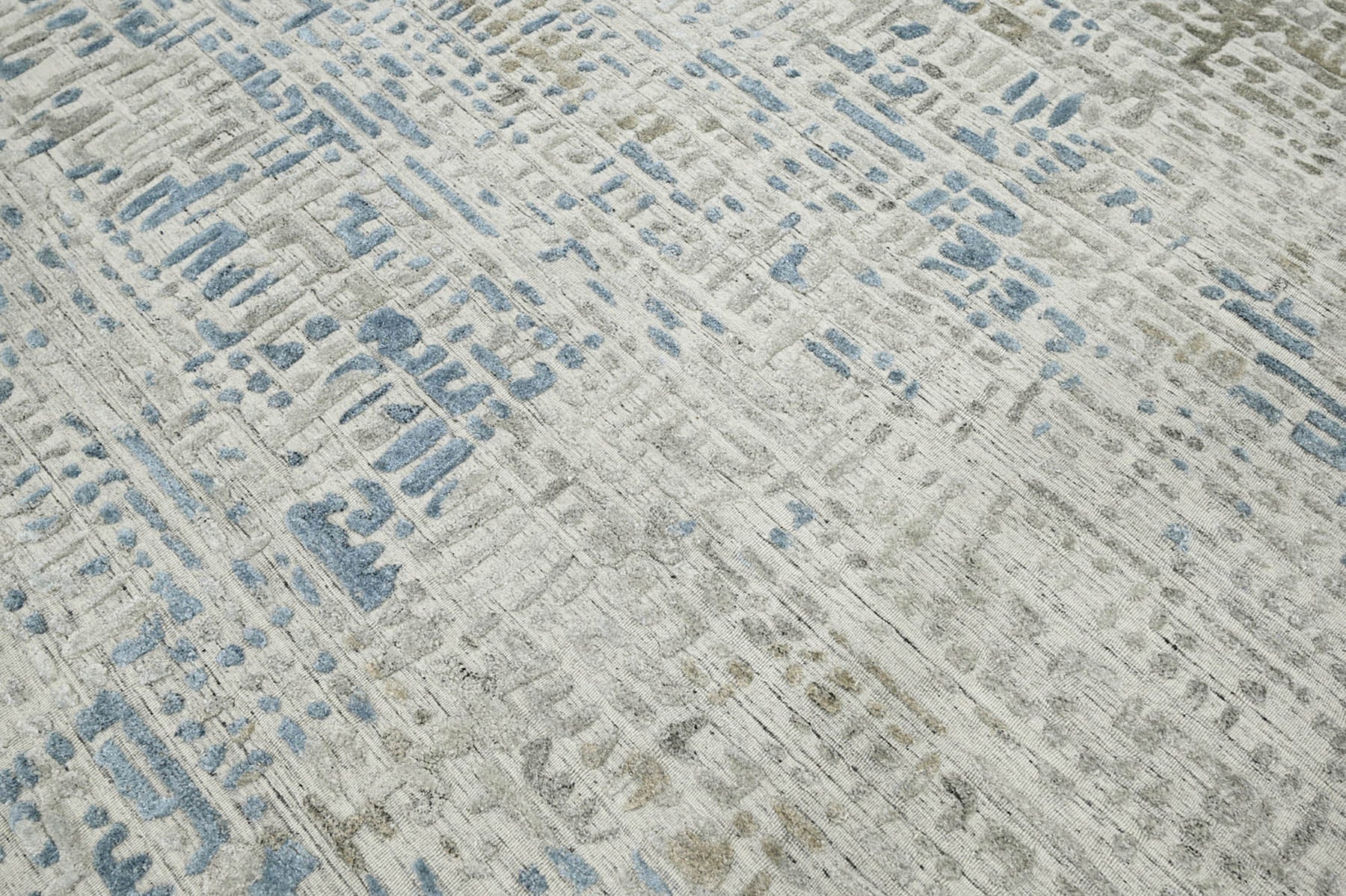 Multi Size Gray Beige Blue Color Hand Knotted Tibetan Wool Modern & Contemporary Oriental Rug