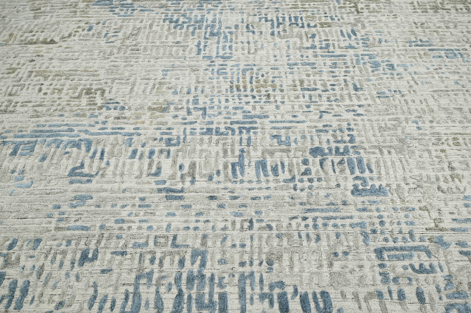 Multi Size Gray Beige Blue Color Hand Knotted Tibetan Wool Modern & Contemporary Oriental Rug