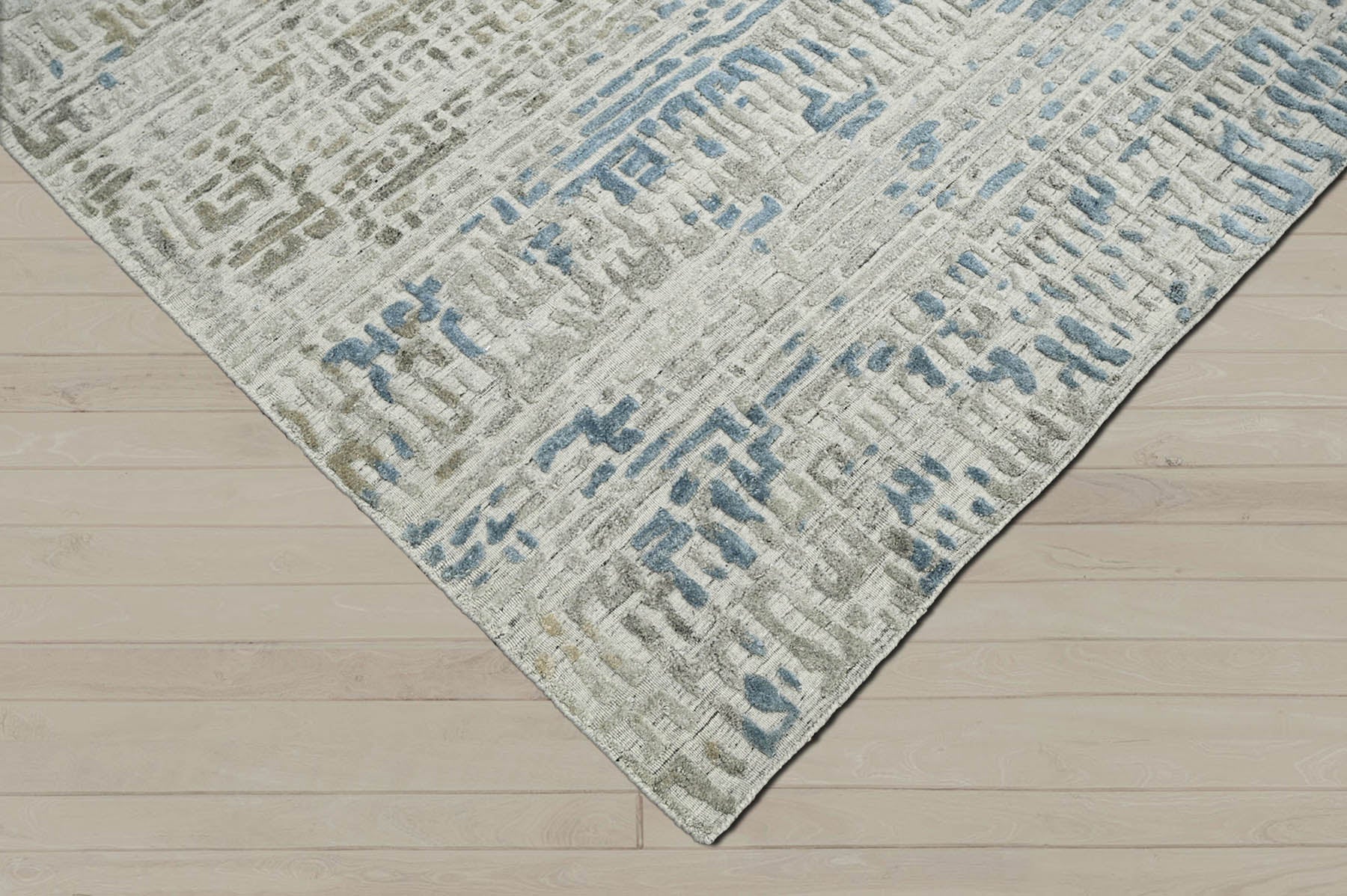 Multi Size Gray Beige Blue Color Hand Knotted Tibetan Wool Modern & Contemporary Oriental Rug