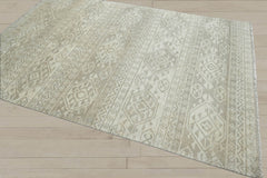 Multi Size Beige Gray Color Hand Knotted  Wool Southwestern Oriental Rug
