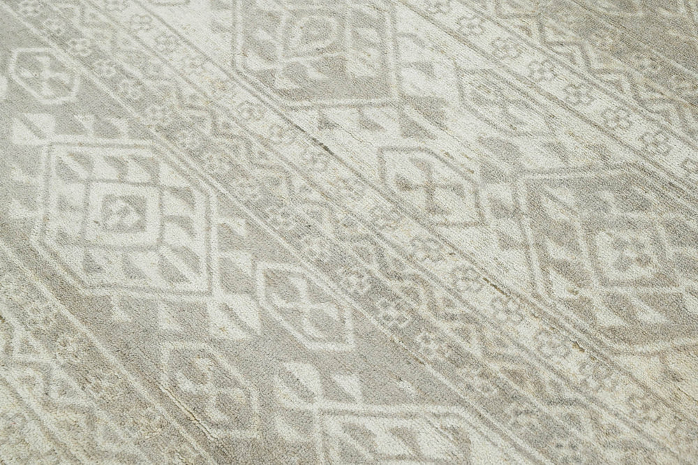 Multi Size Beige Gray Color Hand Knotted  Wool Southwestern Oriental Rug